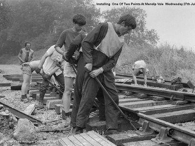 Installing one of two points at Mendip Vale Weds 27th July 1983